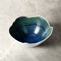 Vaisselle de restaurant haut de gamme en porcelaine émaillée aux couleurs uniques, service de vaisselle irrégulier, bols à soupe en céramique à motif floral pour la cuisine
