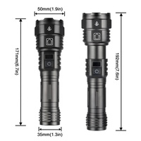 Lampe torche LED en alliage d'aluminium rechargeable par type C haute puissance, étanche IP44, tactique, réglable, 100-1000 lumens