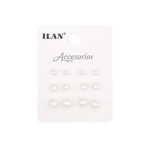 Orecchini a perla ILAN 6mm 8mm 10mm, accessori con borchie bianche - Product Image 1