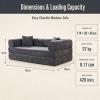 Canapé modulaire compressé à assise profonde et longue, tissage texturé pour salon