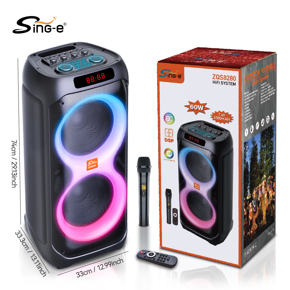 SING-E ZQS8263 Portable BT Speaker with RGB LED Light & Microphone
