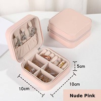 Estuche Organizador de Joyas de Viaje Personalizable de Cuero PU con Cierre de Cremallera, Diseño Cuadrado Moderno, Caja de Joyería Portátil
