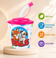 Gobelet d'eau réutilisable DACHENG 3D lenticulaire en PP de 9 oz, écologique, sans BPA, avec bouchon et paille pour enfants, randonnée, camping