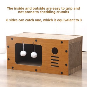 Villa pour chat classique de taille moyenne avec griffoir intégré, très grande, sans perte de poils, murale verticale en bois massif - Product Image 5
