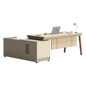 Bureau de direction moderne de luxe professionnel en mélamine avec armoire de rangement intégrée, table d'écriture et d'ordinateur durable anti-rayures - Product Image 6