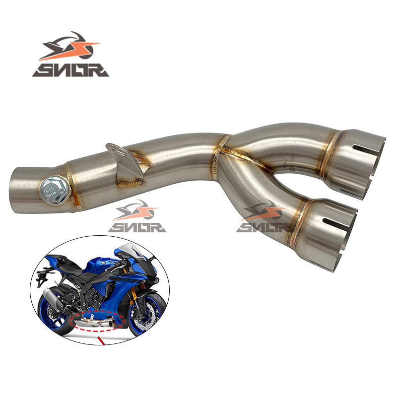 Slip On Exhaust Pipe Motorcycle Exhaust MidPipe Stainless Steel Middle...