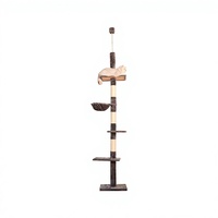 Arbre à chat en gros, de sol à plafond, avec poteau en sisal et 4 plateformes pour grands chats, OEM/ODM, emballage carton, design minimaliste