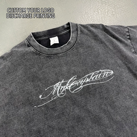 T-shirts en coton 100% de haute qualité, poids lourd, tricotés, impression par décharge, impression sérigraphique, vintage, surdimensionnés, toucher doux, style urbain