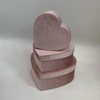 Boîte cadeau en velours en forme de cœur en gros, 3 pièces - Boîte cadeau souvenir de fleurs de qualité supérieure, boîte cadeau d'anniversaire