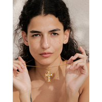 Collier JINYOU 935 2025 en acier inoxydable, bijoux classiques populaires, perles simulées vintage, pendentif croix en zircon, doré