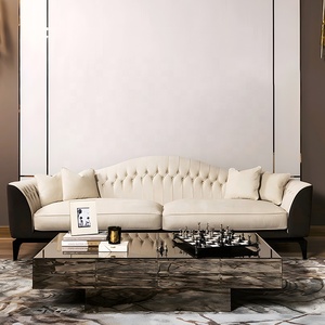 Juego de Muebles de Sala de Estar de Cuero Real, Cómodo y de Lujo, Sofá Chesterfield de Diseño Italiano - Product Image 1