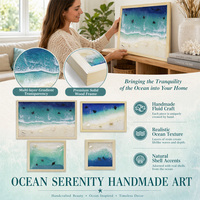 Bingkai Foto 3D Resin Kayu Motif Ombak Laut Pasir Pantai, Bingkai Foto Dekoratif Buatan Tangan untuk Dekorasi Rumah, Ruang Tamu, Rak Dinding, dan Meja