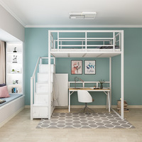 Lit superposé en métal design moderne, lit mezzanine avec escalier pour dortoir, hôtels, appartements, écoles