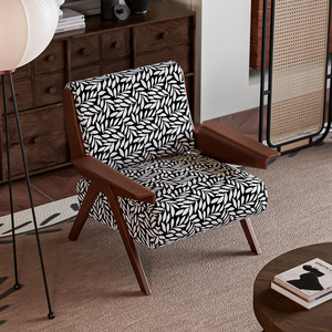 <span class=keywords><strong>Chaise</strong></span> de canapé de bras en bois massif moderne de luxe nordique loisirs pour salon chambre paresseux élégant salon tuffé confort Design Unique - Product Image 4