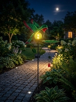 Lampes solaires d'extérieur en forme de colibris, petites, en verre, étanches IP65, 7W LED, batterie 6600mAh, pour décorer la pelouse et le jardin