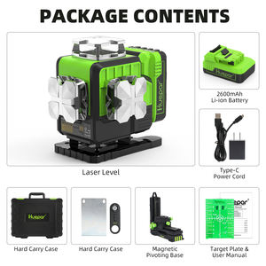Nivel Láser 4D de 16 Líneas Verde <span class=keywords><strong>P04CG</strong></span>, Autonivelante Horizontal y Vertical de 360°, Control Remoto Bluetooth, Batería de Iones de Litio - Product Image 5