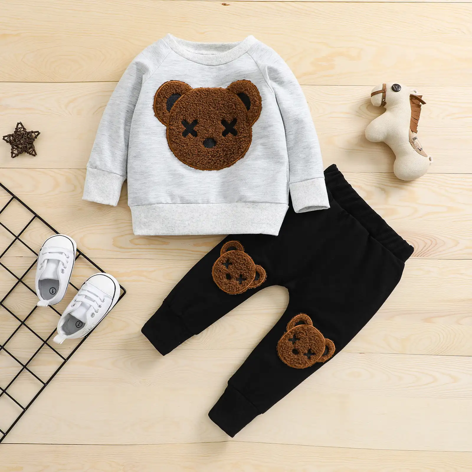 Spring Autumn 2022 Newborn Clothes Children Boys Girls Long Sleeve shirt And Pants Little Bear Cute Style Baby Suits
