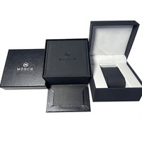 Boîte en cuir PU noir de haute qualité, fabriquée à la main, pour un seul montre, avec insert en coussin personnalisé, cadeau