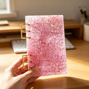 Couverture de carnet A6 à 6 anneaux en acrylique effet vague d'eau, dégradé doré, coque de planificateur détachable, cadeau - Product Image 1