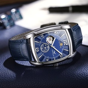 Montre Homme Carrée Drioshipping ONOLA Décontractée à Cadran Creux et Volant d'Hélice, Étanche, Mécanique, Bracelet en Cuir ON6848 - Product Image 4