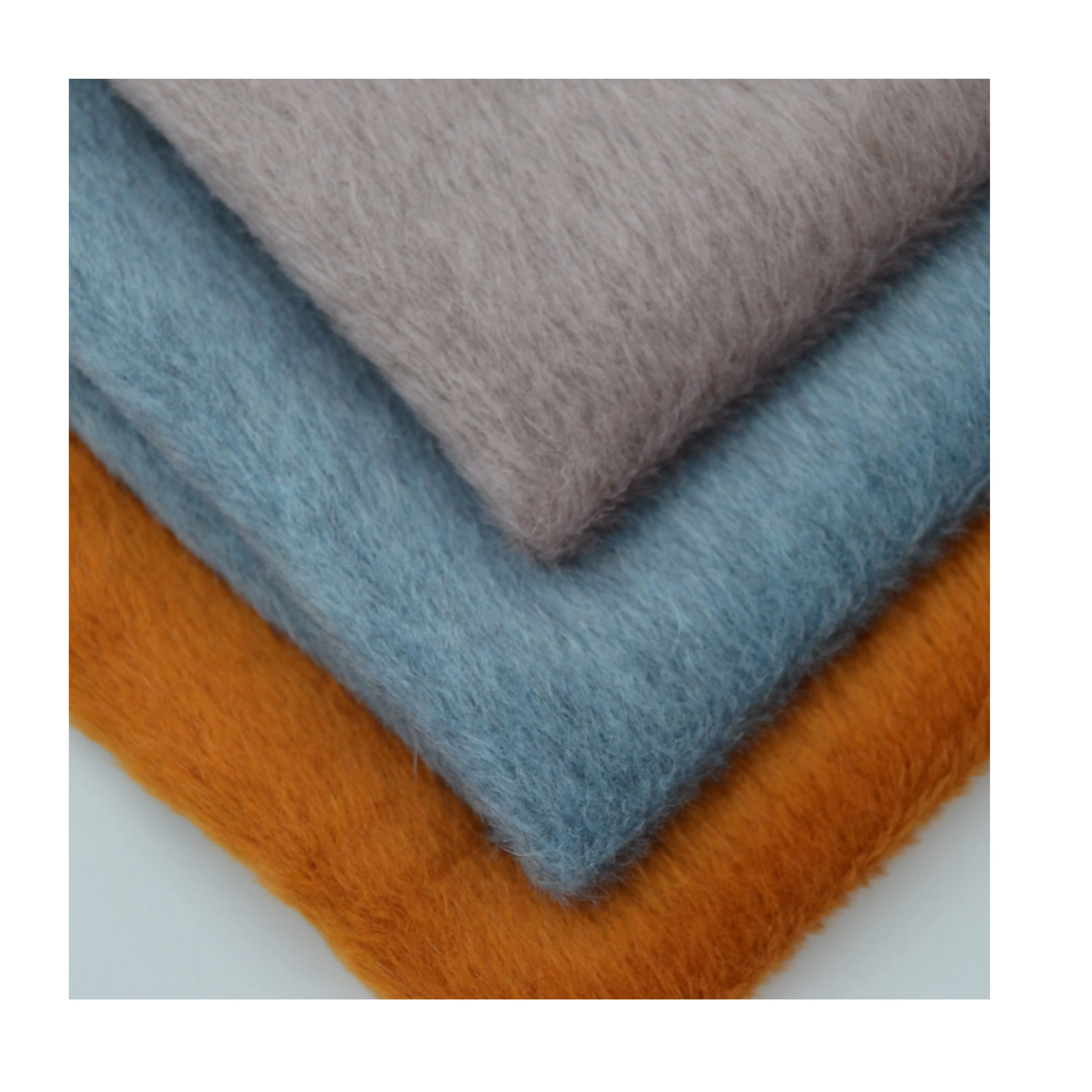 single face solid alpaca blend wool blend fabric for woolen coats