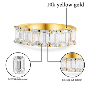 แหวนนิรันดร์ ประดับเพชรแล็บทรงเอเมอรัลด์ 3*5 มม. สี DEF ความสะอาด VS จำนวน 7 เม็ด แหวนแต่งงาน ทองคำแท้ 10K - Product Image 5