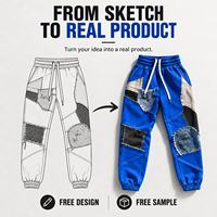 Pantalon de jogging patchwork personnalisé pour homme, en molleton de coton épais, avec cordon élastique et appliques effet vieilli, idéal pour un style décontracté urbain
