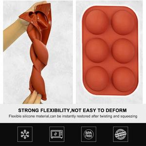 <span class=keywords><strong>Moule</strong></span> <span class=keywords><strong>à</strong></span> gâteau en silicone semi-circulaire de grande taille, personnalisé en usine, 6 cavités, antiadhésif, pour chocolat et gâteaux - Product Image 2