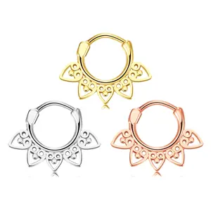 Luxury Design No Diamond Metal Nose Studs Gorgeous Body Piercing Display Rose Gold Gold Silver Stainless Steel Nose Cuffs