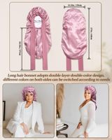 Bonnet en Soie Personnalisé de Luxe Extra Large à Longue Tresse Réglable avec Liens Élastiques pour Soin des Cheveux, Bonnet de Nuit en Satin pour Usage Domestique