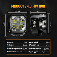 Feux LED latéraux de 3 pouces, jaunes et blancs, DRL 210 °   Feux auxiliaires à faisceau large pour pick-up 4x4 SUV
