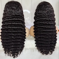 Peluca frontal de encaje HD con ondas profundas, cabello brasileño, sin pegamento, pelucas de cabello humano virgen HD completo para mujeres negras, peluca de encaje suizo