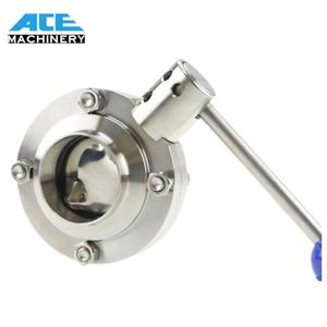 ACE vệ sinh DIN SS304/316L Hướng dẫn sử dụng Công Đoàn loại van bướm với thép không gỉ gripple xử lý - Product Image 3