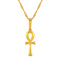 Collar con Colgante de Cruz Anj Egipcia de 2.5cm para Mujer, Color Dorado/Plateado, Amuletos Africanos, Joyería con Hieroglifos Egipcios # 057006