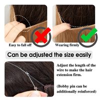 Extensions de cheveux à fil invisible, longues, ondulées et bouclées, blond platine, postiche halo à double trame, réglable, avec fil de pêche discret