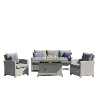 Ensemble de canapé d'extérieur moderne en aluminium avec table brasero, étanche, écologique, confortable, pour cour et hôtel