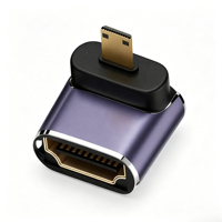 Adaptateur Micro HDMI vers HDMI 8K 60Hz, HDMI 2.1 plaqué or, convertisseur mâle vers femelle pour appareil photo, tablette, ordinateur portable, moniteur, téléviseur, projecteur