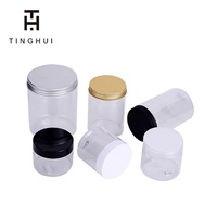 Bocaux cosmétiques cylindriques transparents en PET avec couvercle à vis - Qualité alimentaire - Capacité 150ml-200ml pour crèmes, épices et beurre de cacahuète
