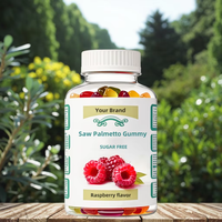 Gummies OEM sans sucre au palmier nain saveur framboise, marque privée, logo personnalisé, complément santé pour hommes, végétalien, halal disponible