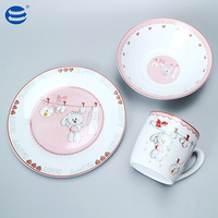 Ensemble de table pour enfants, 3 pièces, serviette en forme de lapin, brillant, de haute qualité, avec emballage de boîte de couleur