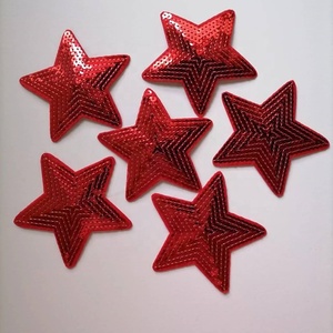 Parche de hierro brillante para bordado, Parche de lentejuelas de Estrella Roja de 9CM y 10 colores - Product Image 3