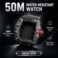 Montre de sport décontractée haut de gamme pour homme, modèle 3501, en fibre de carbone, mouvement automatique mécanique intégré, bracelet en fluororubber