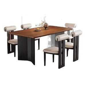 Mesa de comedor y sillas de madera maciza, juego de 6 piezas, diseño rectangular minimalista moderno para casas pequeñas y apartamentos - Product Image 5