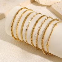 Set Gelang Rantai Emas Tipis Lapis Emas 18k Berkualitas Tinggi 8 Model, Perhiasan Lapis untuk Pemakaian Sehari-hari, Grosir Fashion