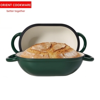Oven Belanda Oval untuk Memanggang Roti, Oven Roti Besi Cor Berlapis Email untuk Sourdough, Loyang Roti Sourdough dengan Tutup