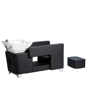 Nouveau lit de lavage capillaire exclusif pour salon de coiffure, design minimaliste, avec bac en céramique et fonction de rinçage - Product Image 2