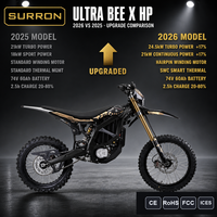 Moto tout-terrain électrique Surron Ultra Bee 2026 pour adulte, 74V 60Ah 24.5kW 520Nm, autonomie 115km, vitesse 95km/h, vente en gros
