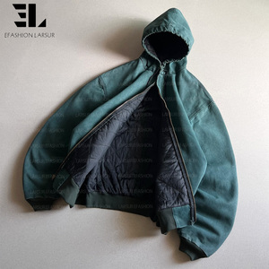 Giacca da lavoro LARSUR personalizzata in tela pesante effetto invecchiato con cappuccio, fodera in sherpa, stile Detroit, da carpentiere, modello Chore Coat - Product Image 4