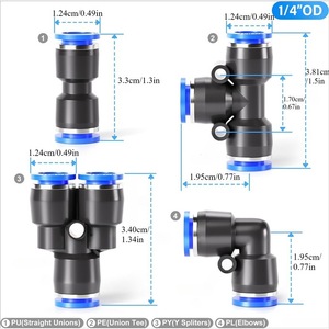 Pneumatic <b>Quick</b> Connect Fittings Kit 1/4 Inch Push To Connect 40 Pcs Plastic Air Hose <b>Connector</b> Set For Industrial Use - Product Image 5