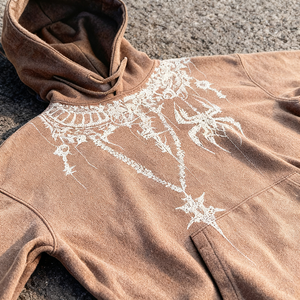 Quá Khổ Hoodie Tùy Chỉnh Màu Đen Hoddie Không Có Chuỗi 500gsm 400 500 GSM 100% Cotton Thêu Với Thêu Logo Cắt Áo Người Đàn Ông - Product Image 6